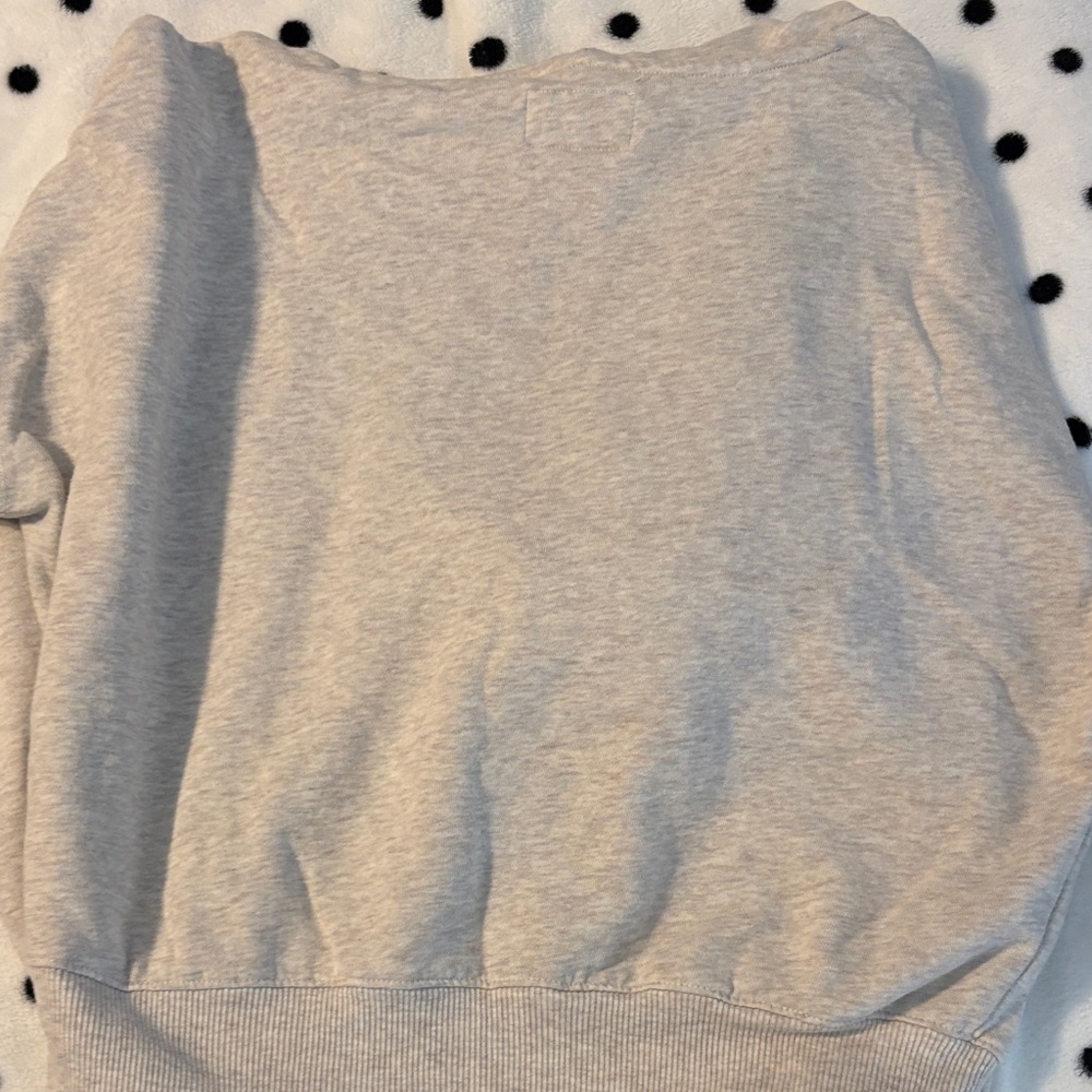 Lucky Brand Cropped Gray Hoodie with Navy Lettering. Front pocket. - Picture 4 of 4
